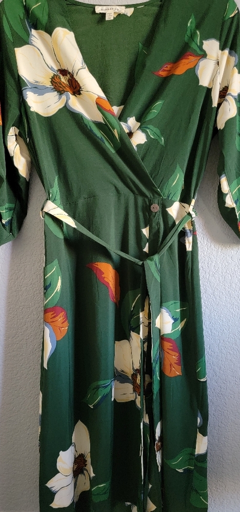 Monteau SilkBlend Green Floral Dress